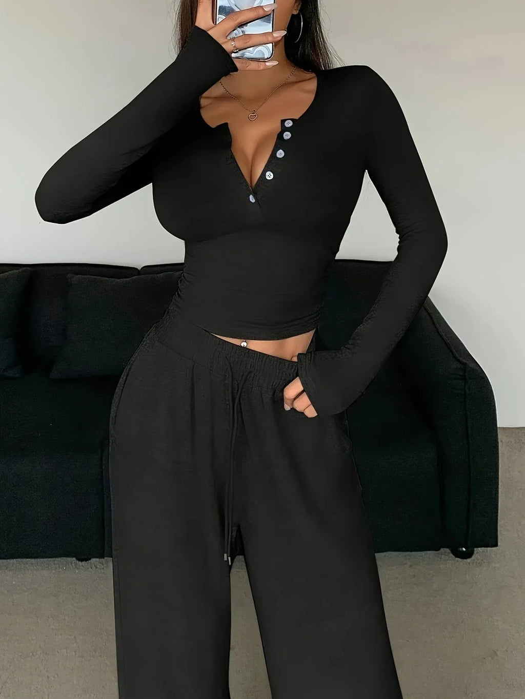 Soft Knit Lounge Set - View 6 | TEVQA