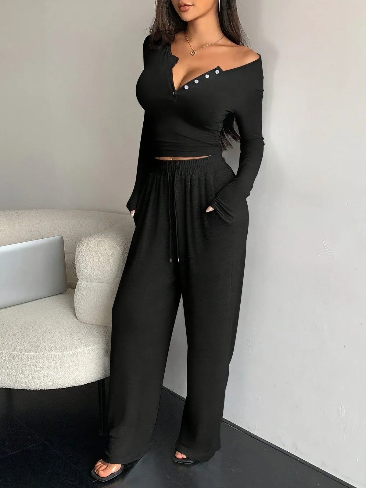 Soft Knit Lounge Set - View 8 | TEVQA