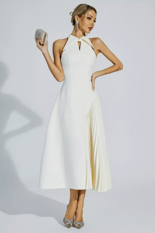 Cynthia Cream Midi Dress - Tevqa