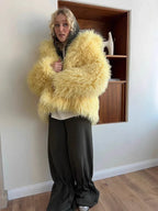 Shaggy Faux Fur Cropped Jacket - View 8 | TEVQA
