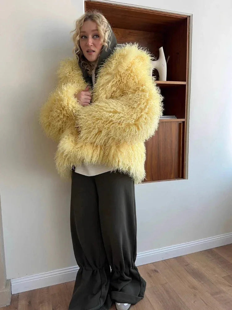 Shaggy Faux Fur Cropped Jacket - View 8 | TEVQA