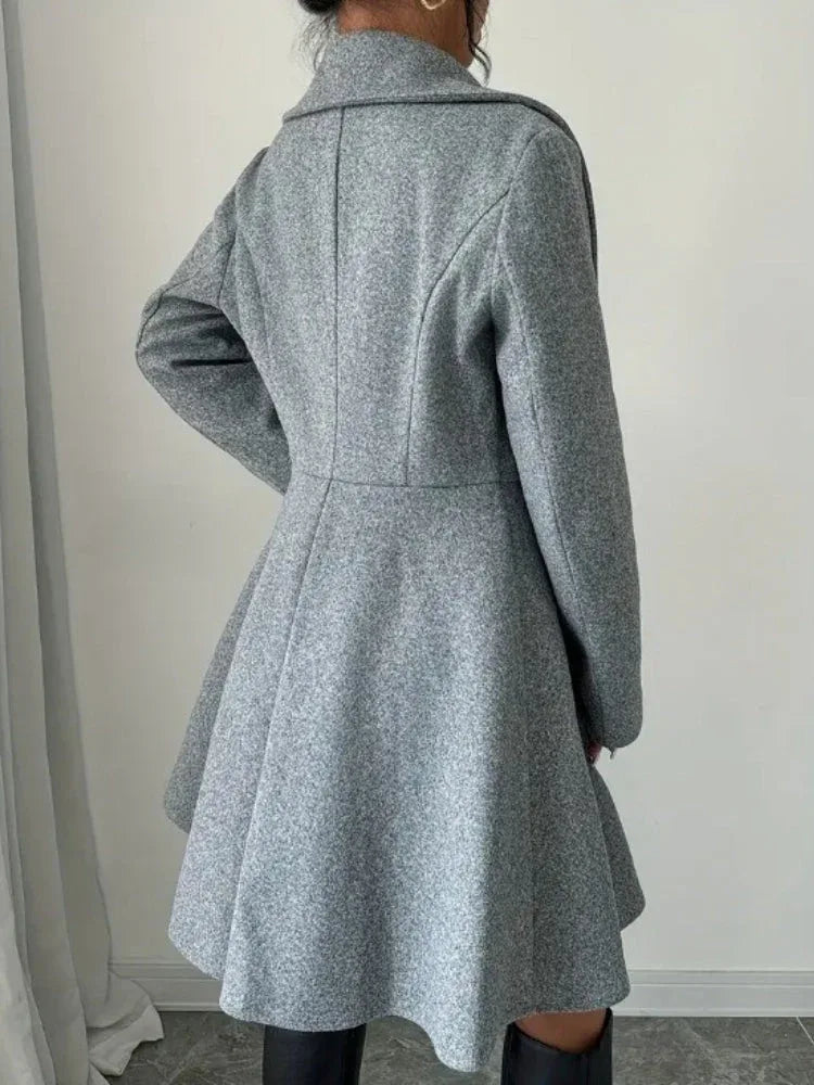 The Genevieve Fit & Flare Wool Coat Dress - TEVQA