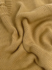 Vintage Mustard Chunky Knit Lantern Sleeve Sweater - TEVQA