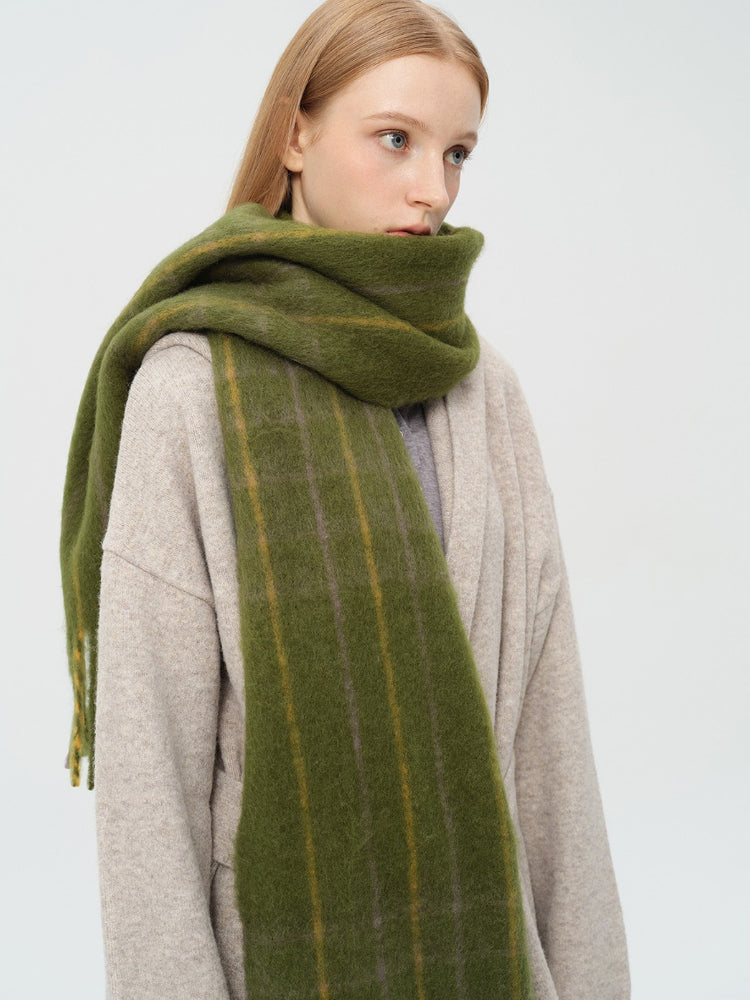 Soft 25% Wool Blend Plaid Scarf