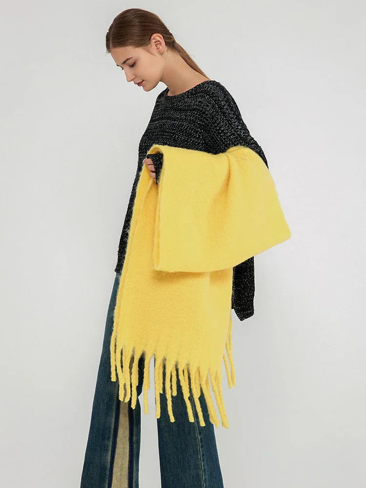 Oversized Faux Mohair Winter Scarf - TEVQA