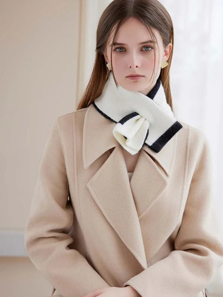 Two-tone knit cross scarf - View 29 | TEVQA