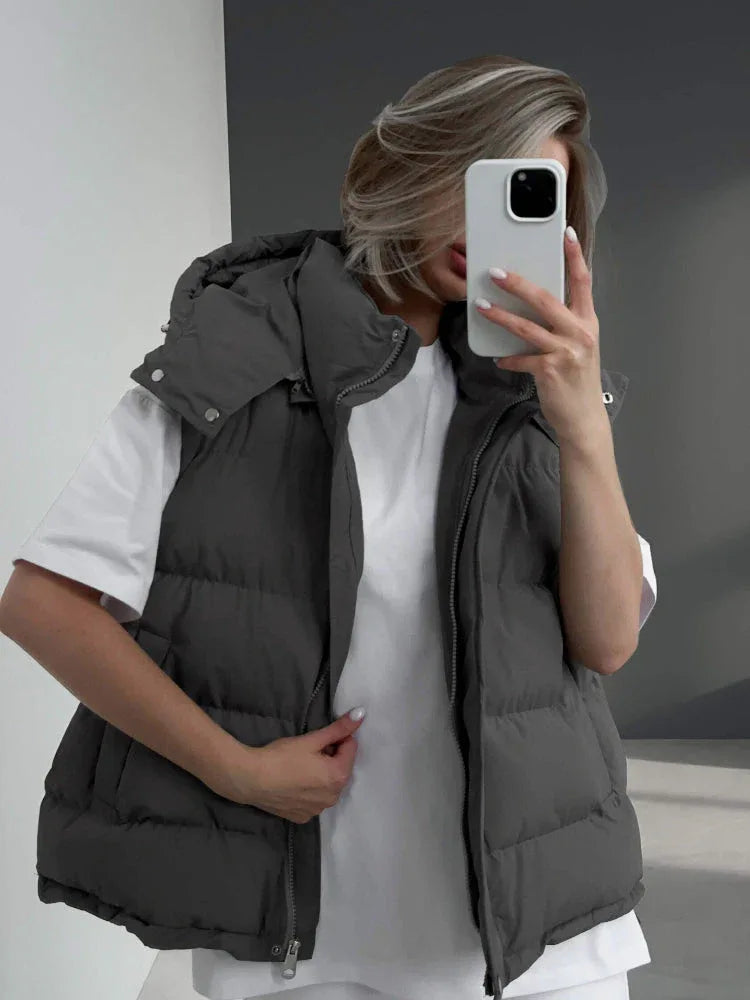 Hooded Puffer Vest - View 12 | TEVQA