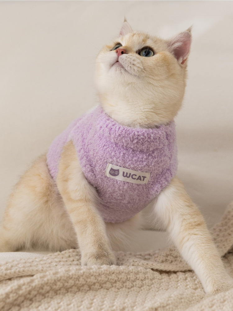 Minimalist Soft Plush Cat Sweater Warm Fleece Vest
