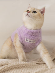 Minimalist Soft Plush Cat Sweater Warm Fleece Vest