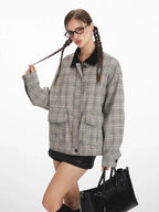 Vintage Plaid Harrington Jacket - TEVQA