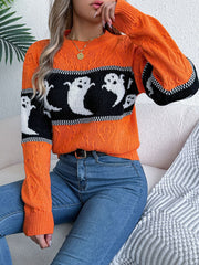 Spooky Chic Ghost Cable Knit Sweater