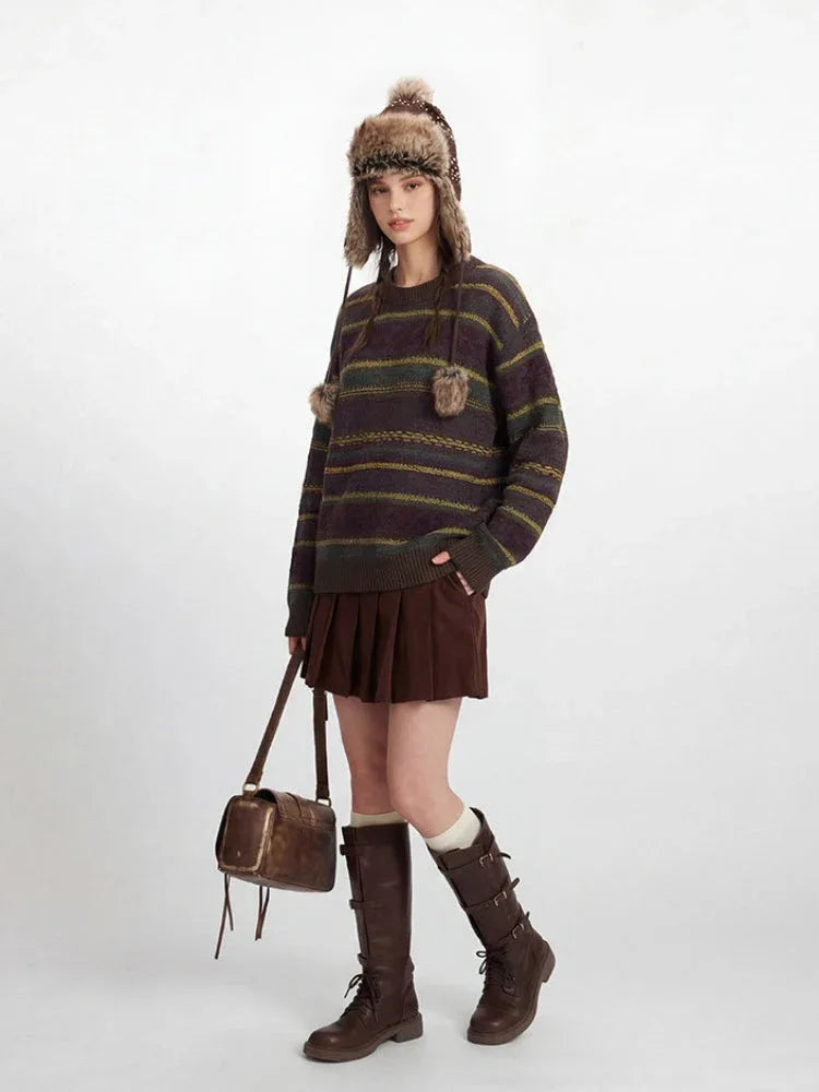 Vintage Multi-Color Striped Knit Sweater - TEVQA Secondary image