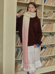 Soft Girl Ombre Pink Wool Blend Scarf