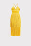 Yellow fringe dress front flat lay