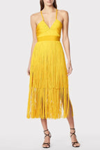Yellow fringe dress front view