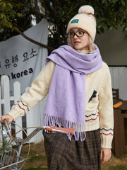 Classic Heathered Wool Blend Scarf - View 10 | TEVQA