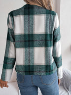 Navy blue plaid cropped jacket - View 20 | TEVQA