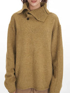 Oversized button collar sweater in ginger - View 6 | TEVQA
