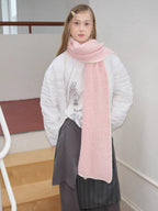 Baby Pink Contrast Border Soft Thick Knit Scarf