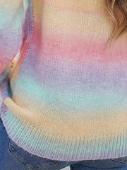 Dreamy Pastel Rainbow Ombre Knit Sweater - TEVQA
