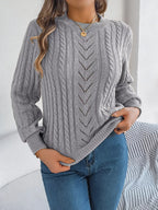 Women's Rust Cable Knit Sweater - TEVQA