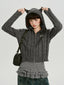 Vintage Cable Knit Hooded Zip-Up Cardigan - Grey
