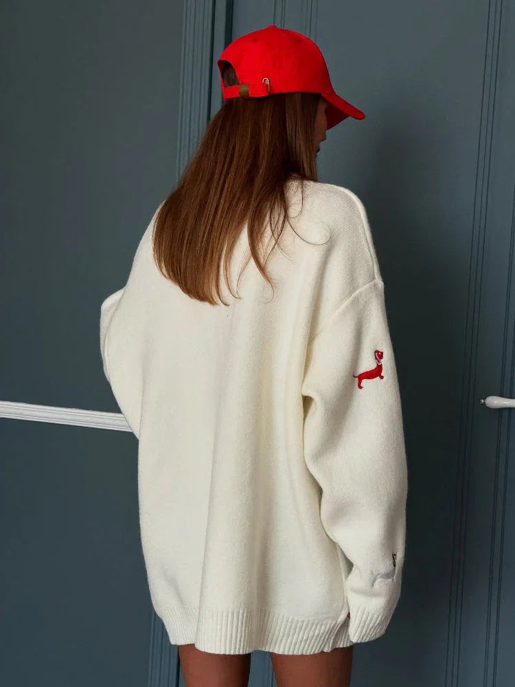 The "Puppy Love" Dachshund Embroidered Cardigan - TEVQA