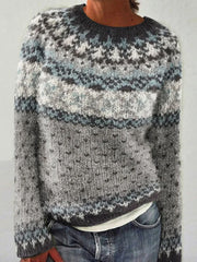 Vintage Fair Isle Jacquard Knit Sweater - TEVQA