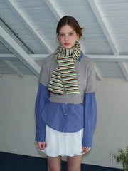 Soft Wool Blend Striped Knit Scarf