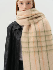 Soft 25% Wool Blend Plaid Scarf