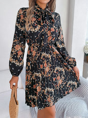 Vintage Pink Floral Pleated Dress - TEVQA