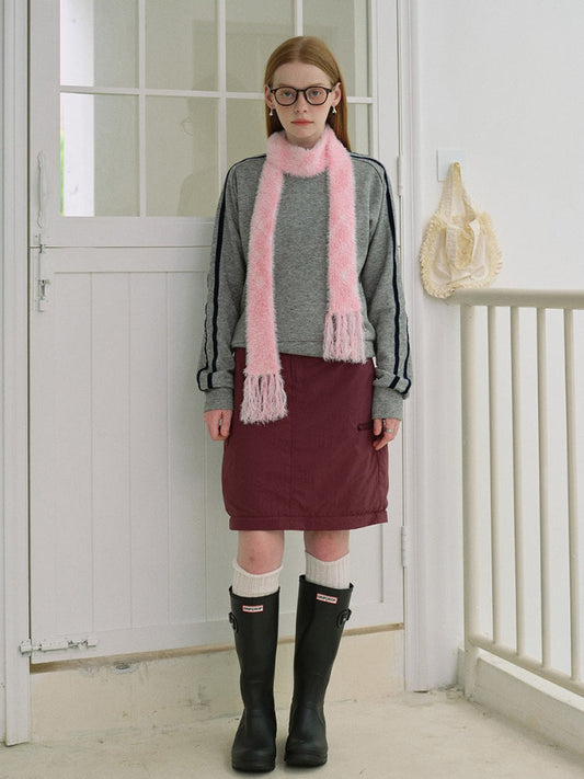 Y2K Soft Girl Pink Faux Mink Skinny Scarf