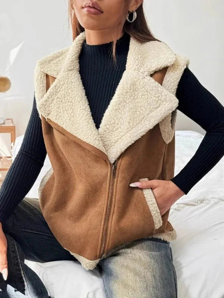 The Dakota Faux Shearling Moto Vest - TEVQA