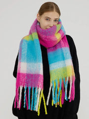 Vibrant Tartan Oversized Scarf - TEVQA
