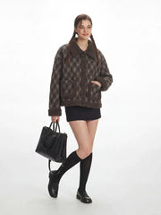 Vintage Plaid Sherpa-Trim Padded Jacket - TEVQA