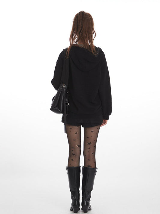 Y2K Grunge Asymmetrical Zipper Hoodie