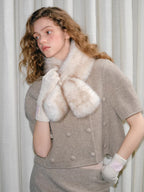 Faux Mink Fur Cross Scarf Tipped Plush Winter Collar