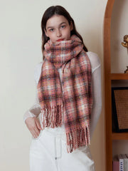 Oversized confetti knit scarf with rainbow speckles and fringe detail - View 7 | TEVQA