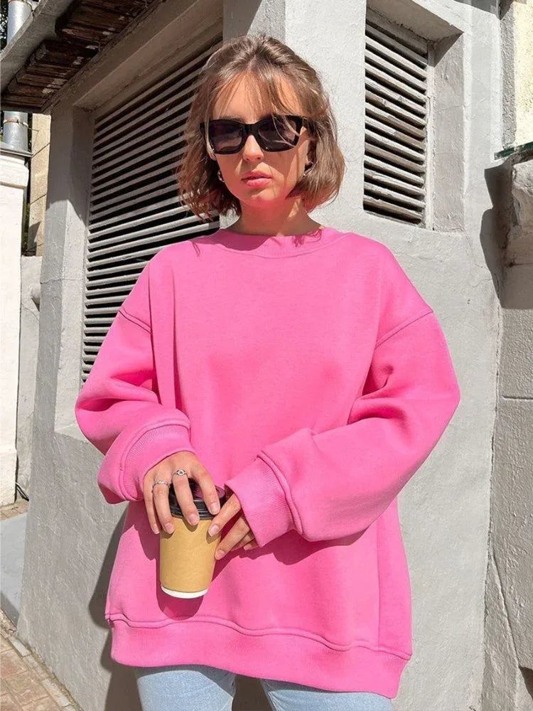 Ultimate Oversized Fleece Crew Neck Sweatshirt - TEVQA