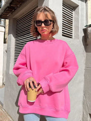 Ultimate Oversized Fleece Crew Neck Sweatshirt - TEVQA