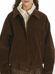 Vintage Chocolate Brown Suede Bomber Jacket - TEVQA