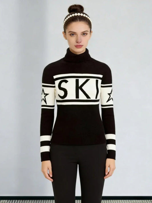 Aspen Chic 'SKI' Graphic Turtleneck - TEVQA