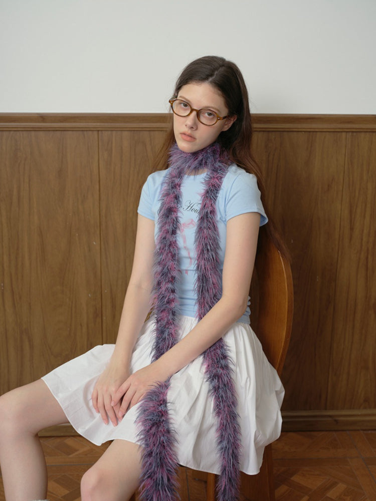 Y2K Acubi Style Faux Mink Skinny Scarf