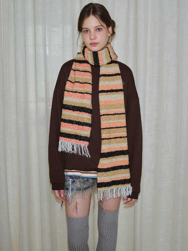 Y2K Grunge Retro Striped Wool Blend Scarf Secondary image