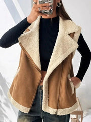 The Dakota Faux Shearling Moto Vest - TEVQA