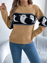 Spooky Chic Ghost Cable Knit Sweater