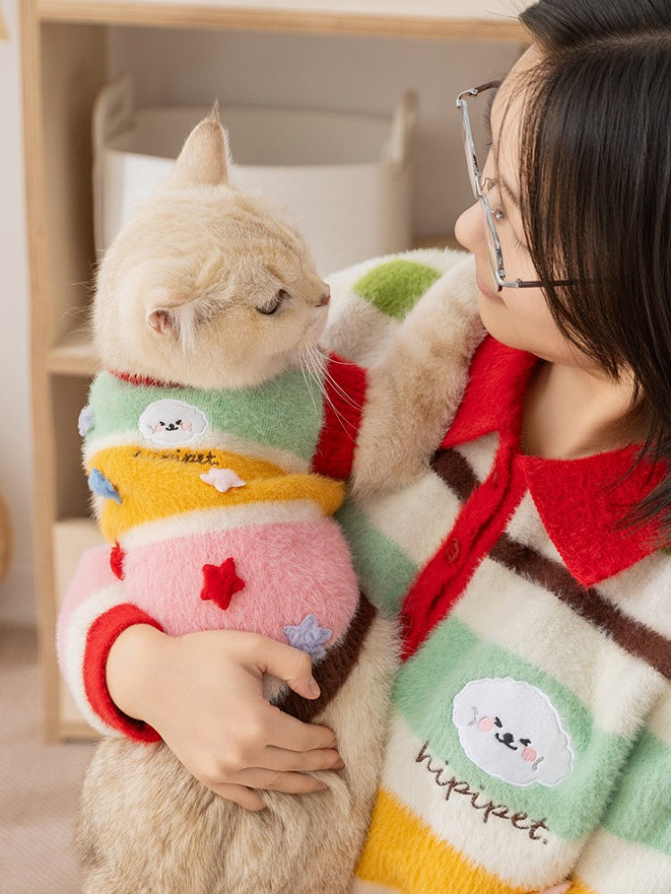 Striped pet sweater with stars - View 6 | TEVQA