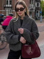 The Sloane Chunky Ribbed Zip-Up Cardigan - TEVQA
