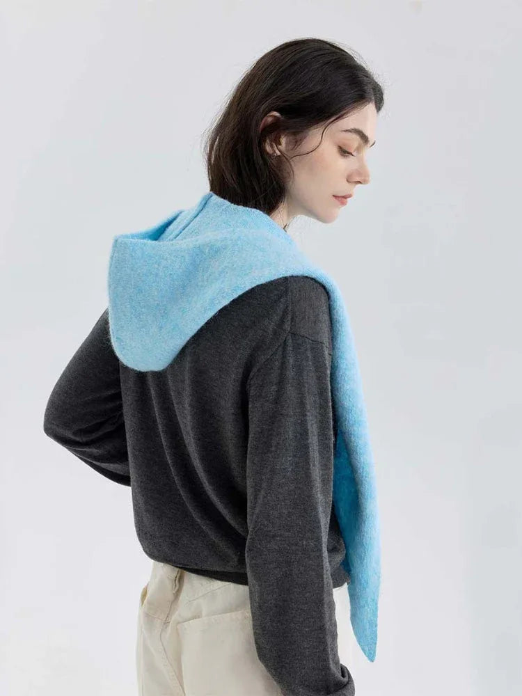 Wool Blend Hooded Scarf - View 6 | TEVQA