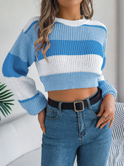 Sunset Boulevard Color Block Knit Crop Sweater